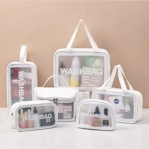 Custodia da toilette personalizzata impermeabile in PVC PU borsa da trucco di bellezza di lusso chiusura con cerniera borse da toilette da viaggio con Logo stampato