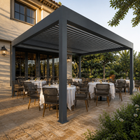 Pergola en aluminium imperméable Jiake avec toit à lames motorisées pour restaurant en plein air, jardin, terrasse, projets d'utilisation commerciale
