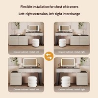 Nouvelle coiffeuse de luxe moderne de style nordique en pin, réglable, avec miroir LED, pour appartement, chambre et hôtel (modèle 2026)