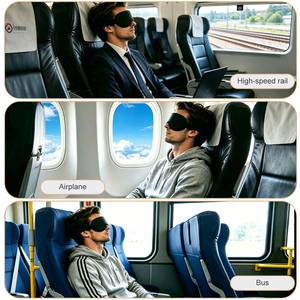 Masque de sommeil <span class=keywords><strong>3D</strong></span> portable CM pour les voyages en avion, masque oculaire en mousse à mémoire de forme pour la sieste au bureau et le sommeil à l'hôtel avec sangle réglable - Product Image 4