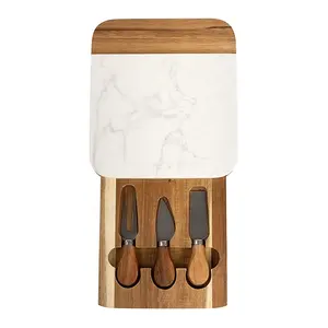 Оптовая продажа деревянных разделочных досок с ножами деревянная мини-доска для сыра акации Набор тарелок мраморная доска для сыра