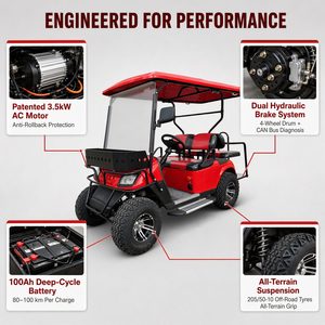 Voiturette <span class=keywords><strong>de</strong></span> golf électrique 4 places 72V au lithium tout-terrain avec pneus larges, prix <span class=keywords><strong>concessionnaire</strong></span>, directement <span class=keywords><strong>de</strong></span> l'usine, rouge - Product Image 3