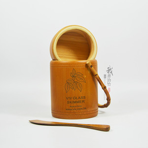 Viv Glass Skimmer Bamboo Tea Caddy With Wooden Lid And Handle For Tea Storage China Made - Product Image 4