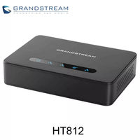 Grandstream HT812 VoIP Gateway IP con Router NAT Integrado, Teléfono Analógico de Doble Puerto con Identificador de Llamadas y QoS