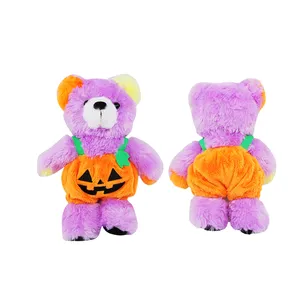 Customized Purple Pumpkin Bear Stuffed Toy Fluffy Pumpkin Teddy Bear Animal Plush Toy Custom Pumpkin Teddy Bear Plushie Doll