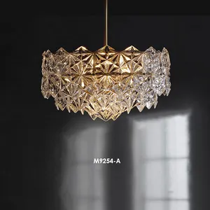 Modern decorative luxury brushed brass and murano jewel crystal glass chandelier for bedroom