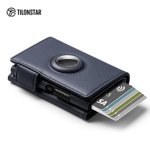 Portefeuille RFID pour cartes de crédit, en cuir et aluminium, minimaliste, pour hommes, <span class=keywords><strong>porte</strong></span>-cartes de visite <span class=keywords><strong>Airtag</strong></span> - Product Image 3