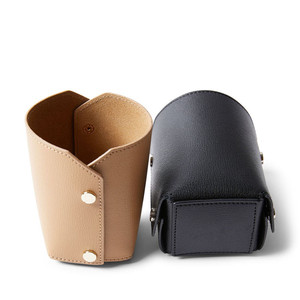 Cylindrical PU leather pen holder, desktop <b>storage</b> box for <b>remote</b> <b>controls</b>, stationery <b>storage</b> bucket, creative vase container. - Product Image 2