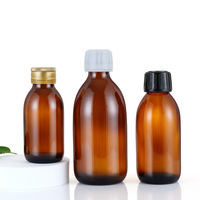 Bouteille pour liquide buccal de 30ml, 60ml, 100ml, flacon rond en verre, ambre végétale avec bouchon en aluminium