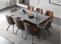 Table à manger multi-personnes rétractable, en ardoise de marbre, style moderne, rétractable