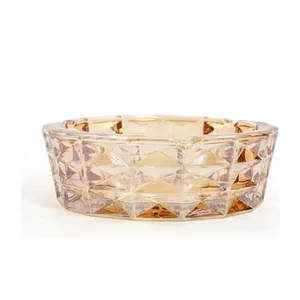 Fashion Gift Large Amber Yellow Crystal Ashtray Luxury Thicken Glass Ashtrays for Home