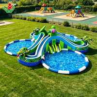 Tobogán Acuático Inflable Grande con Forma de Rana, Doble Carril, para Niños y Adultos, Parque Acuático Inflable al Aire Libre con Pared de Escalada