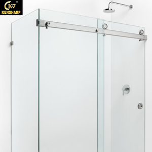 Accessoires d'assemblage de rail de guidage carré Kensharp porte de douche en verre coulissant chaud Satin polonais noir lourd coureur roues piste - Product Image 3