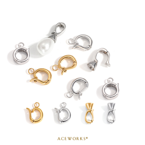 Galerie de fermoirs à ressort |   Fermoirs mousquetons en acier inoxydable plaqué or PVD 18 carats avec anneau à ressort articulé et zircon pour bijoux - Product Image 4