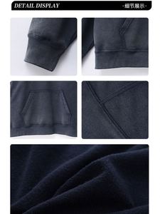 Customized Washed Vintage American Style Loose Fit Heavyweight Street Warm Sweatpants Hoodie Set Hoodie Sweatshirt - Product Image 2