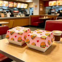 Cajas de Papel Biodegradables Ecológicas para Hamburguesas, Contenedores Desechables Compostables de Grado Alimenticio para Hamburguesas y Sándwiches para Llevar