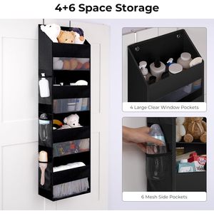 Over The Door Organizer 4 <b>Shelf</b> Waterproof Storage With 6 Pockets Clear Window Anti Tilt 35Lb Behind Door - Product Image 4