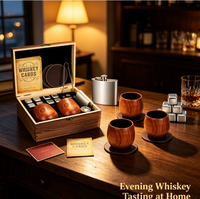 Ensemble de tasses en bois de chêne, tasses à whisky en bois, tasses à bière en bois, tasse à whisky réutilisable, coffret cadeau pour bar à domicile, fête ou soirée