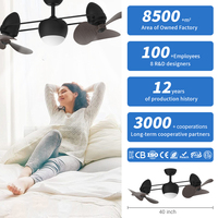 Ventilateur de plafond noir à double tête de 40 pouces avec lumière, télécommande, moteur réversible, ventilateur de plafond silencieux avec lampe pour salon et chambre à coucher