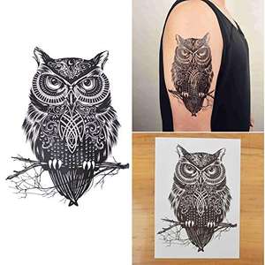 Tatuaggio temporaneo impermeabile adesivi classici gufi notturni Grey animali mezzo braccio cartone animato per bambini e bambini uomini donne Body Art - Product Image 2