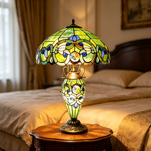 Lampe de <span class=keywords><strong>table</strong></span> rétro en verre teinté double, lampe de bureau décorative en mosaïque de verre artisanale, lampe de nuit pour la maison, l'hôtel, la villa - Product Image 3