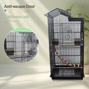 Lüks Büyük Kare Taşınabilir Kuş Kafesi, Papağanlar İçin Tel Çerçeveli - Kolay Temizlenen Kuş Villası Dış Mekan Ev Gri - Product Image 2