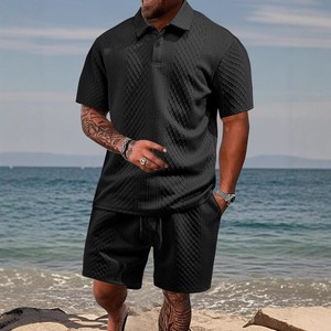 Tute da <span class=keywords><strong>Uomo</strong></span> OEM ODM, <span class=keywords><strong>Completo</strong></span> Casual con Polo Jacquard e Pantaloncini, Set Due Pezzi per <span class=keywords><strong>Uomo</strong></span> - Product Image 4