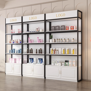 <span class=keywords><strong>Vitrine</strong></span> de présentation de cosmétiques sur pied personnalisée pour les magasins, en métal et en acier inoxydable - Product Image 2