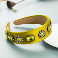 Serre-têtes de style européen et américain, accessoires de mode en perles, serre-têtes vintage en tissu orné de diamants et de cristaux pour femmes