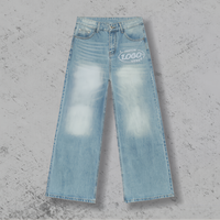 Baggy à jambes larges avec logo personnalisé du fabricant Pantalon en denim pour hommes de créateur Jeans délavés à l'acide dans la rue pour hommes