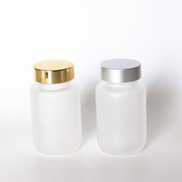 Botella de Vidrio Transparente Esmerilada de Boca Ancha de 100 cc para Píldoras, Suplementos y Cápsulas, con Tapa de Plástico, Botella de Vidrio de 100 ml para Productos de Salud