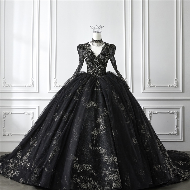 2025 Luxury Black Ball Gown Wedding Dress Long Sleeves Beaded Lace Glitter Tulle Crystal Embroidery Sequined FlowersDecoration| Alibaba.com 2025 Luxury Black Ball Gown Wedding Dress Long Sleeves Beaded Lace Glitter Tulle Crystal Embroidery Sequined FlowersDecoration| Alibaba.com