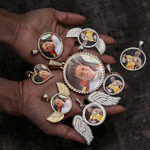 Gioielli Ricordo di Tendenza Placcati in Oro Collana con Foto Hip Hop Gioielli Ghiacciati Uomo Donna Spazi per Sublimazione Ciondolo con Foto Personalizzata - Product Image 3
