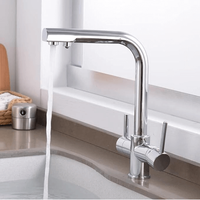 Matt hitam Handel ganda air dingin panas dan Filter air 3 in 1 keran dapur dengan sistem Osmosis Mixer Tap