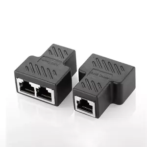 RJ45 Splitter adaptörü 1 ila 2 yollu çift dişi bağlantı noktası CAT5/6/7 LAN Ethernet kablosu