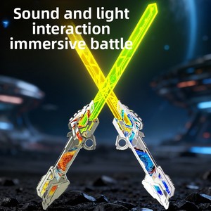 Épée <span class=keywords><strong>laser</strong></span> musicale télescopique en plastique colorée, best-seller transfrontalier, pour <span class=keywords><strong>jouet</strong></span> enfant 2-en-1 avec spinner à doigts, pour tous les âges - Product Image 1