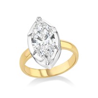 Bague en or jaune 14 carats style géorgien avec pierre de laboratoire en forme de goutte et marquise de 2 carats, collection héritage, qualité d'investissement, chef-d'œuvre de joaillerie haut de gamme