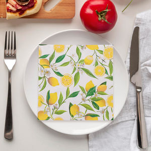 Vente en gros de serviettes en <span class=keywords><strong>papier</strong></span> jetables écologiques au <span class=keywords><strong>citron</strong></span> d'été 33*33cm pour les serviettes en <span class=keywords><strong>papier</strong></span> imprimées pour les fêtes et les rassemblements. - Product Image 3