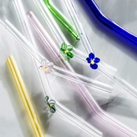 Vente en gros de pailles en verre à bière à haute teneur en borosilicate claires ou à sublimation de couleur pailles en verre transparent pour boissons froides/chaudes