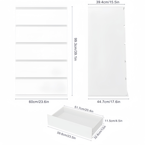 Organizadores de Gabinetes Blancos de Diseño Simple, Cajonera Metálica de Almacenamiento, 5 Cajones, Cajonera <span class=keywords><strong>Chester</strong></span> para Dormitorio, Sala de Estar, Oficina en Casa, Escuela - Product Image 2