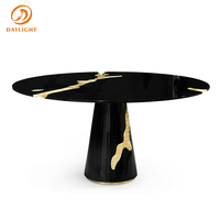 Nouvelle arrivée Meubles de maison Salle à manger Design moderne Table à manger ronde de luxe en MDF noir