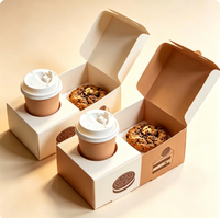 Boîte à biscuits personnalisée de qualité alimentaire avec tasse à café, boîte à biscuits rectangulaire pliable biodégradable pour emporter