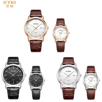 Montre EYKI E1151 avec bracelet en cuir, dernière montre de couple, mouvement à quartz japonais, étanche, unisexe