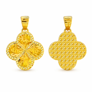 Trendy Four Leaf Clover 24k Gold 999 Pendant Charm Lightweight Skin Friendly Lucky Flower Pendant for Party Wear Chic Jewelry - Product Image 1