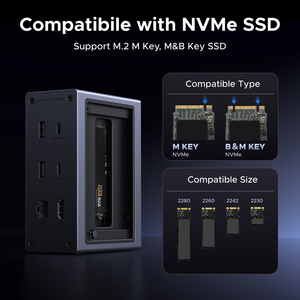 แท่นวาง USB 10 in 1 พร้อมเคส M.2 NVMe SSD ฮับ USB-C 10Gbps รองรับ 4K60Hz PD100W RJ45 สำหรับแล็ปท็อป พอร์ต USB 10Gbps รองรับความเร็วสูง - Product Image 2