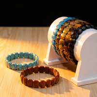 Bracelet unisexe en pierre naturelle œil de tigre, plaque ovale à facettes, énergie de guérison, cadeau idéal pour la vente en gros