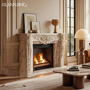 Décoration d'intérieur <span class=keywords><strong>de</strong></span> luxe <span class=keywords><strong>de</strong></span> haute qualité sculptée à la main Style baroque <span class=keywords><strong>Cheminée</strong></span> en marbre naturel - Product Image 6