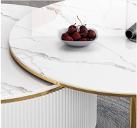 Ensemble table basse et meuble TV de luxe nordique pour salon, plateau en pierre, mobilier moderne, structure en acier doré