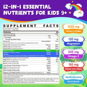 VigoWorld senza zucchero per bambini con calcio mastica morbida D3 e K2 per 9 caramelle gommose di calcio con alghe rosse calcio calcio criniera Omega 3 - Product Image 5