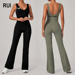 RUIQUWIN Custom Logo High Waist Spring Women One Piece <b>Bodysuit</b> Yoga Gym Fitness Jumpsuit Ladies <b>Sexy</b> Workout Spandex/Nylon - Product Image 1